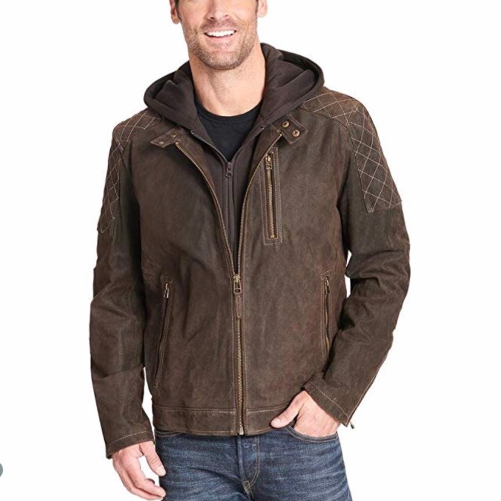 Men’s black rivet leather jacket